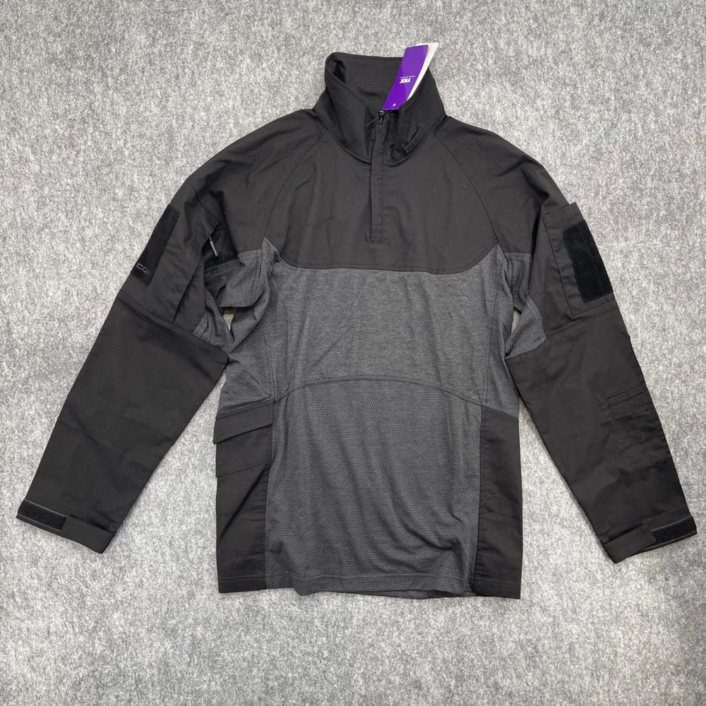 CQR Tactical Combat Shirt Mens Medium Quarter Zip Ripstop Long Sleeve Black Grey